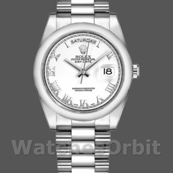 Replica Rolex Day-Date 36mm Unisex-118206-Witte Romeinse cijfers Wijzerplaat Wit