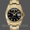 Replica Rolex Unisex's Day-Date 36mm Unisex-118208-Zwarte Arabische Wijzerplaat-Geel Goud Zwart