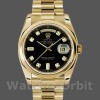 Replica Rolex Day-Date 36mm Unisex-118208-Zwart Diamond Dial Zwart