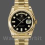 Replica Rolex Day-Date 36mm Unisex-118208-Zwart Diamond Dial Zwart