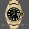 Replica Rolex Day-Date 36mm Unisex-118208-Zwarte Diamant Wijzerplaat-Geel Goud Zwart