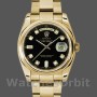 Replica Rolex Day-Date 36mm Unisex-118208-Zwarte Diamant Wijzerplaat-Geel Goud Zwart
