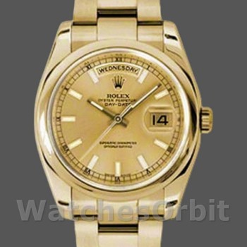 Replica Rolex Day-Date 36mm voor heren-118208-Champagne wijzerplaat Champagne