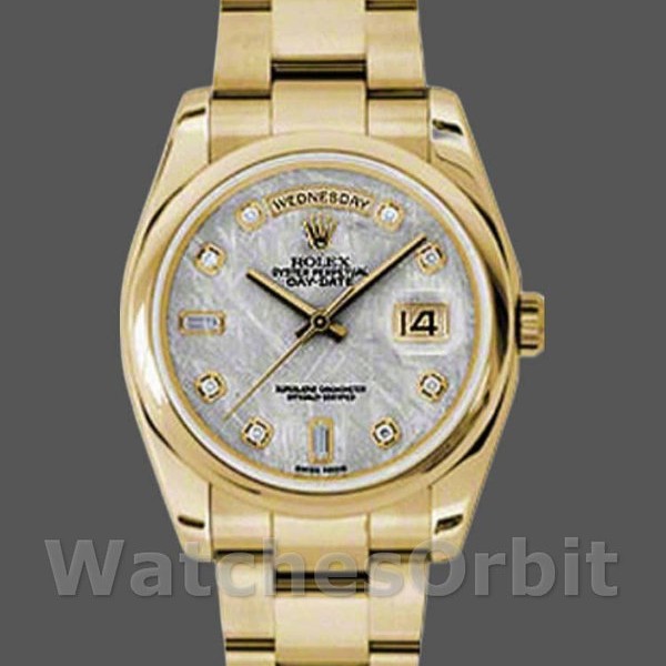 Replica Rolex Day-Date 36mm voor heren-118208-Meteoriet Grijs-Diamant wijzerplaat Grijs
