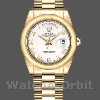 Replica Rolex Day-Date 36mm Unisex-118208-Mother of Pearl-Roman Numeral Dial MOP