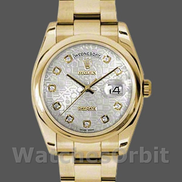 Replica Rolex Day-Date 36mm Unisex-118208-Zilver Diamond Jubilee Dial Zilver