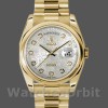 Replica Rolex Day-Date 36mm Unisex-118208-Zilver Diamanten Jubileum Wijzerplaat Geelgoud Zilver