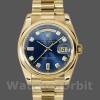 Replica Rolex Day-Date 36mm Unisex-118208 Geelgoud-Blauwe Diamanten Wijzerplaat
