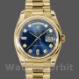 Replica Rolex Day-Date 36mm Unisex-118208 Geelgoud-Blauwe Diamanten Wijzerplaat