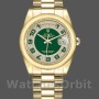 Replica Rolex Day-Date 36mm Unisex-118208 Geelgoud-Groen Diamant Geplaveid-Arabische Wijzerplaat Groen