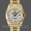 Replica Rolex Day-Date 36mm unisex-118208-geel goud-metoriet grijs met diamant wijzerplaat