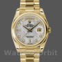 Replica Rolex Day-Date 36mm unisex-118208-geel goud-metoriet grijs met diamant wijzerplaat