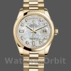 Replica Rolex Day-Date 36mm unisex-118208 Geelgoud-Parelmoer-Diamant wijzerplaat MOP