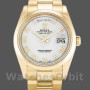 Replica Rolex Day-Date 36mm voor heren-118208 Geelgoud-Witte wijzerplaat-Roomcijfer Wit