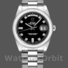 Replica Rolex Day-Date 36mm unisex-118209-zwarte wijzerplaat-wit goud zwart