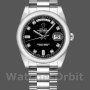 Replica Rolex Day-Date 36mm unisex-118209-zwarte wijzerplaat-wit goud zwart