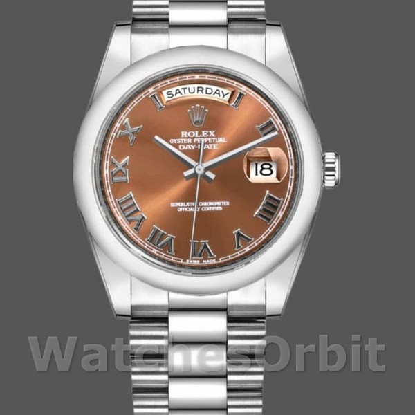Replica Rolex Day-Date 36mm voor heren-118209-koperbruine wijzerplaat<br />