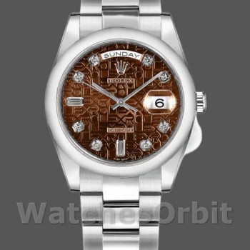 Replica Rolex Day-Date 36mm voor heren-118209-Jubileum-Chocoladebruin-Diamanten wijzerplaat Bruin