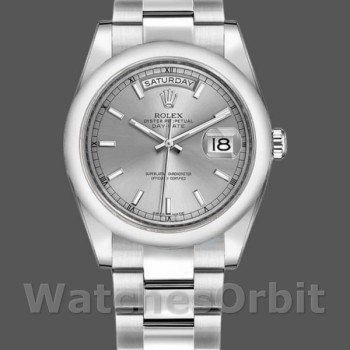 Replica Rolex Day-Date 36mm Unisex-118209-Zilveren wijzerplaat Zilver