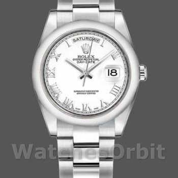 Replica Rolex Day-Date 36mm unisex-118209-Witte wijzerplaat Wit<br />