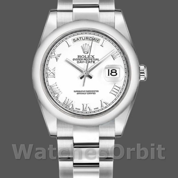 Replica Rolex Day-Date 36mm unisex-118209-Witte wijzerplaat Wit<br />