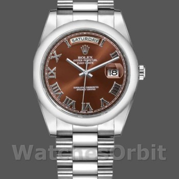 Replica Rolex Day-Date 36mm unisex-118209-Witgoud-Chocoladebruine wijzerplaat Chocoladebruin<br />