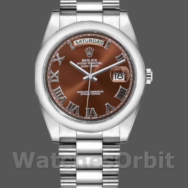 Replica Rolex Day-Date 36mm unisex-118209-Witgoud-Chocoladebruine wijzerplaat Chocoladebruin<br />