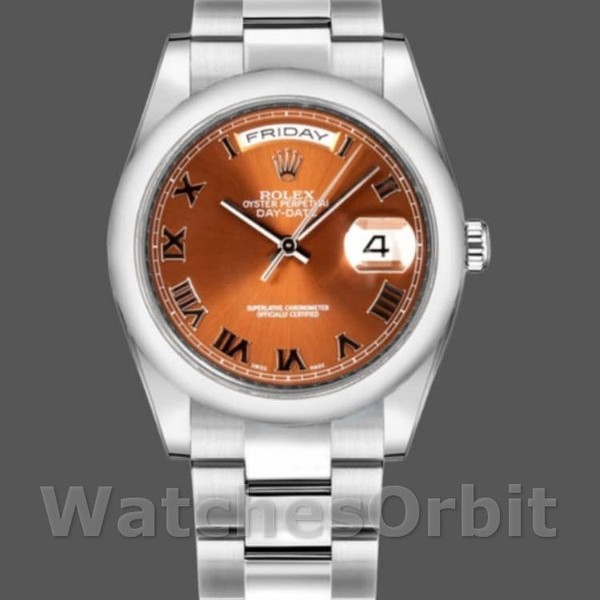 Replica Rolex Day-Date 36mm Unisex-118209-Witgoud-Koperbruine Wijzerplaat Bruin<br />