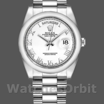 Replica Rolex Day-Date 36mm unisex-118209-Witgoud-Witte wijzerplaat Wit<br />