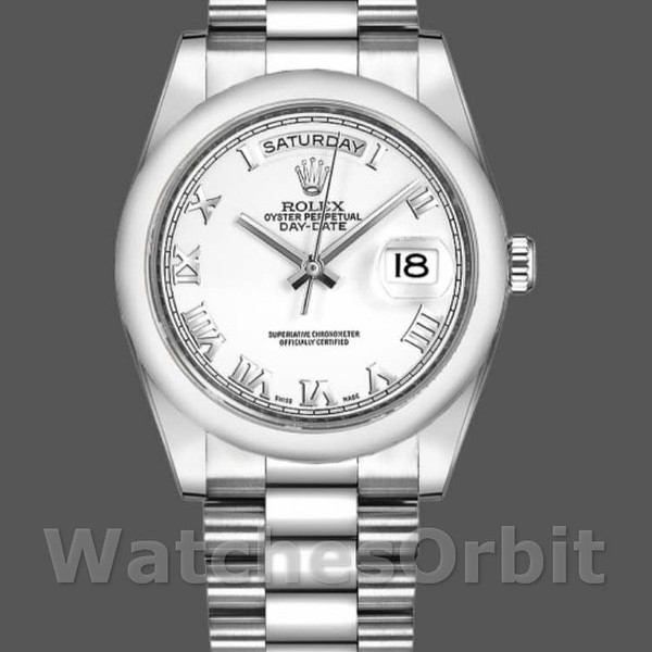 Replica Rolex Day-Date 36mm unisex-118209-Witgoud-Witte wijzerplaat Wit<br />