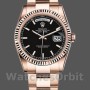 Replica Rolex Day-Date 36mm Unisex-118235-Zwarte wijzerplaat-Gefleerde lunette Zwart