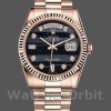 Replica Rolex Day-Date 36mm Unisex-118235-Everose Goud-Diamant Ferriet Wijzerplaat Zwart