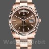 Replica Rolex Day-Date 36mm Unisex-118235 Geribbelde lunette-Cocolade Wijzerplaat Chocolade