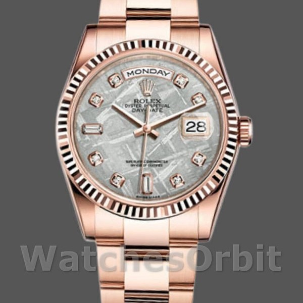 Replica Rolex Day-Date 36mm Unisex-118235-Meteoriet Diamanten Wijzerplaat Meteoriet