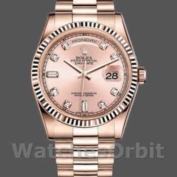 Replica Rolex Day-Date 36mm Dames-118235-Roze Diamanten Wijzerplaat