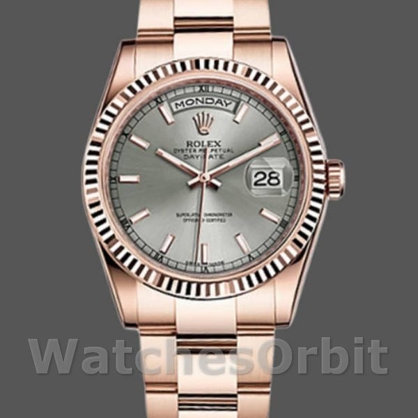 Replica Rolex Day-Date 36mm Unisex-118235-Rhodium Grey Dial Rhodium Grey
