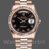 Replica Rolex Day-Date 36mm unisex-118235-Rose Gold-Black Arabic Dial Zwart