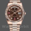 Replica Rolex Day-Date 36mm Unisex-118235-Rose Gold-Chocolate Brown Dial Chocolade