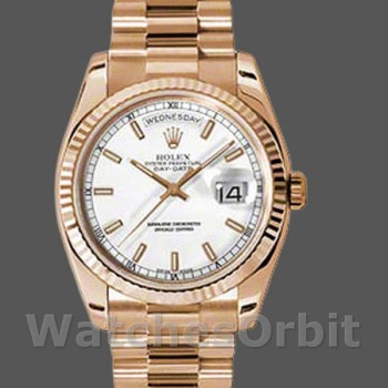 Replica Rolex Day-Date 36mm unisex-118235-Witte wijzerplaat Wit