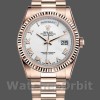 Replica Rolex Day-Date 36mm voor heren-118235-Witte wijzerplaat-Gefleerde hiel Wit
