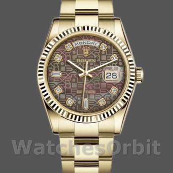 Replica Rolex Day-Date 36mm unisex-118238-zwart MOP-diamant wijzerplaat MOP