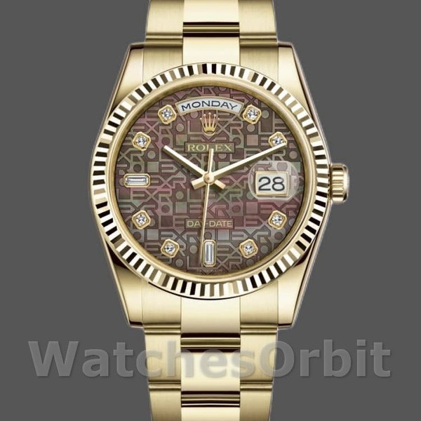 Replica Rolex Day-Date 36mm unisex-118238-zwart MOP-diamant wijzerplaat MOP