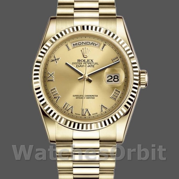 Replica Rolex Day-Date 36mm voor heren-118238-Champagne wijzerplaat Champagne