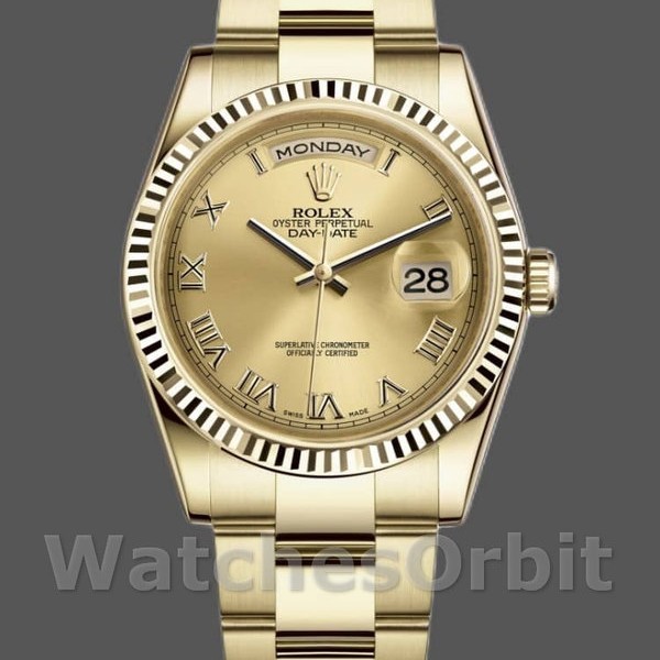 Replica Rolex Unisex's Day-Date 36mm Unisex-118238-Champagne Dial-Geel Goud