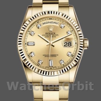 Replica Rolex Day-Date 36mm voor heren-118238-Champagne-Diamant Dial Champagne