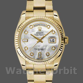 Replica Rolex Day-Date 36mm Unisex-118238-MOP-White Dial MOP