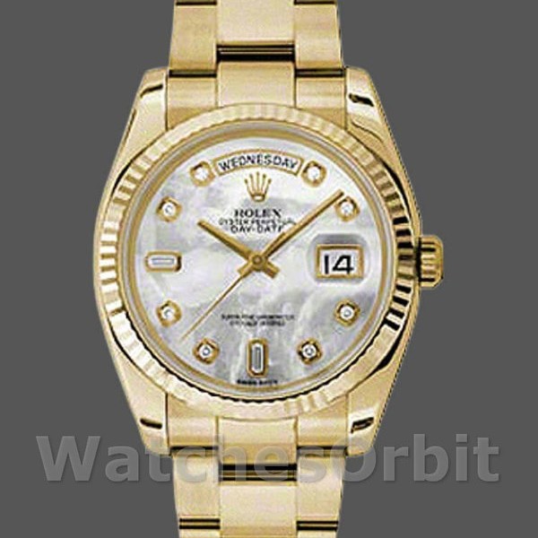 Replica Rolex Day-Date 36mm Unisex-118238-MOP-White Dial MOP