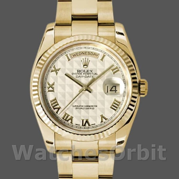 Replica Rolex Day-Date 36mm Unisex-118238-Roman Numeral Piramide Ivory Wijzerplaat