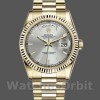 Replica Rolex Unisex's Day-Date 36mm Unisex-118238-Zilveren wijzerplaat Geribbelde lunette Zilver