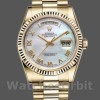 Replica Rolex Day-Date 36mm Unisex-118238-White Mother of Pearl-Roman Dial MOP